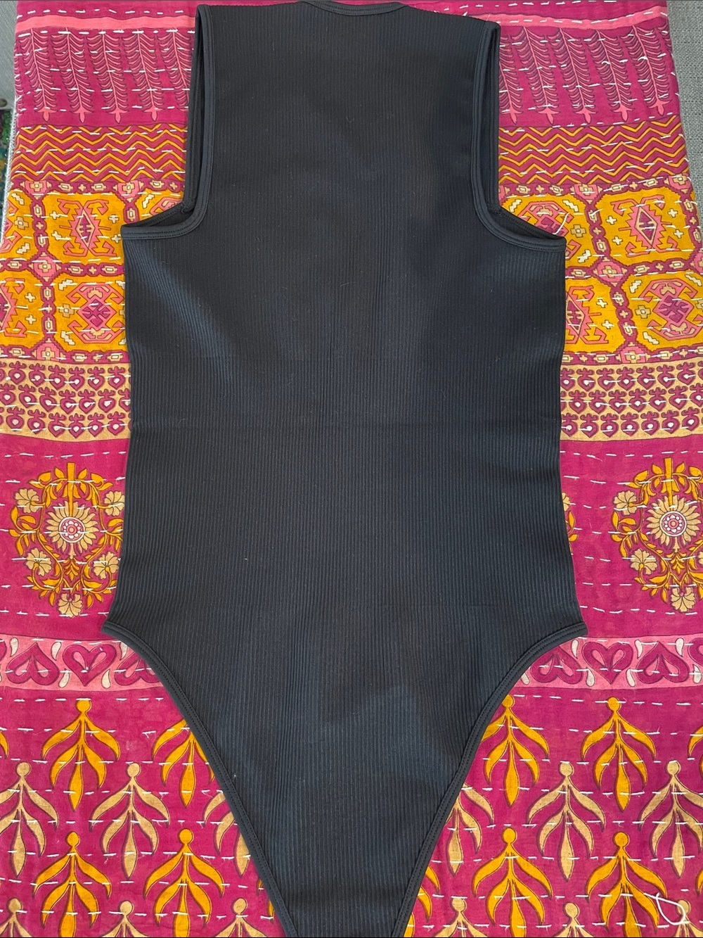 Sleek Square-Neck Ribbed Bodysuit- Black NWOT - Picture 7 of 7